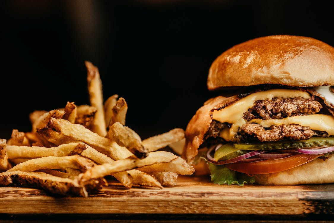 hamburger and fries